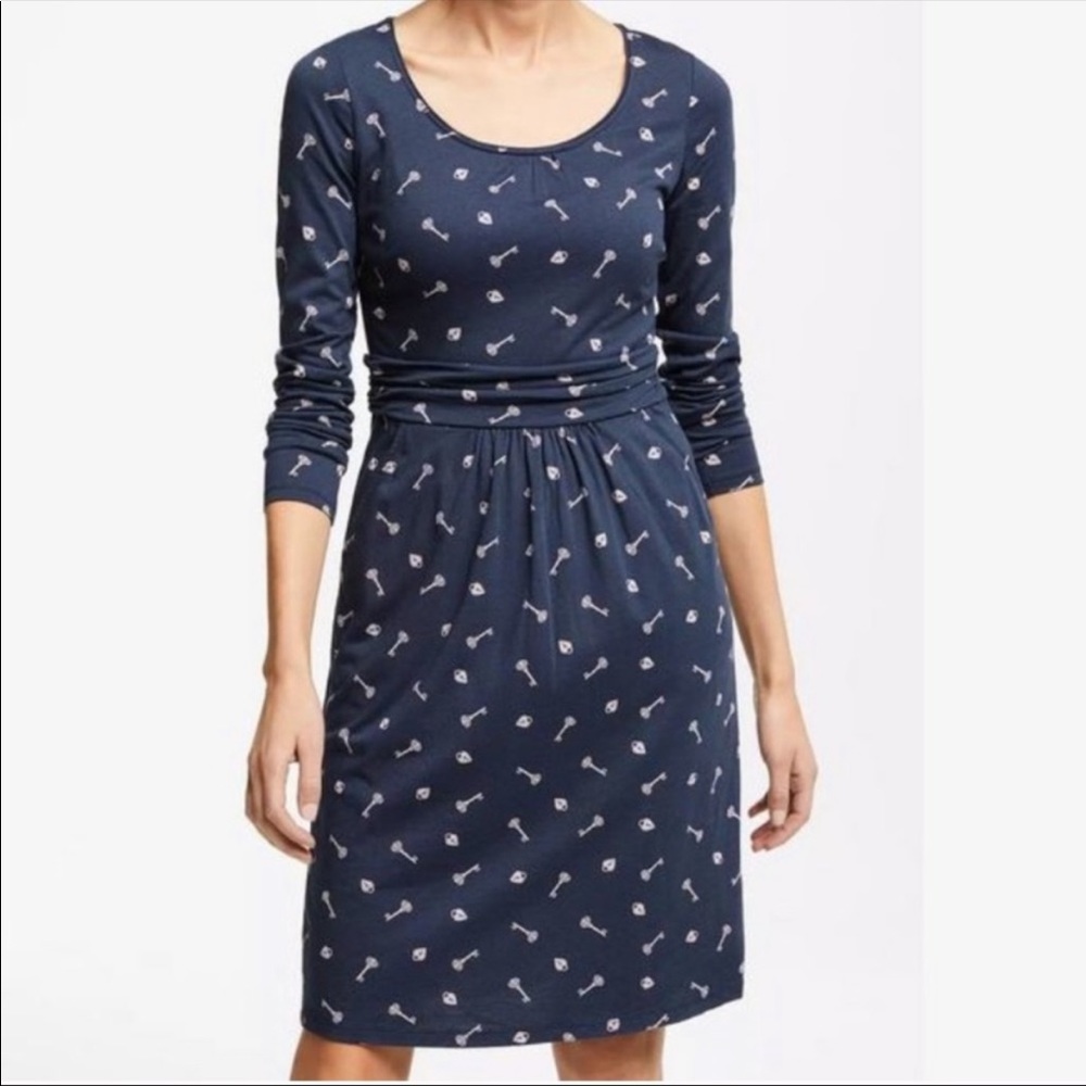 Boden Mabel Lock and Key Long Sleeve Jersey Dress